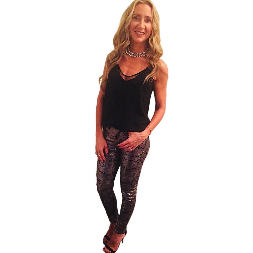 7 For All Mankind Gold/Silver Sequin Jeans / Pants - Size 25 - Picture 14 of 15